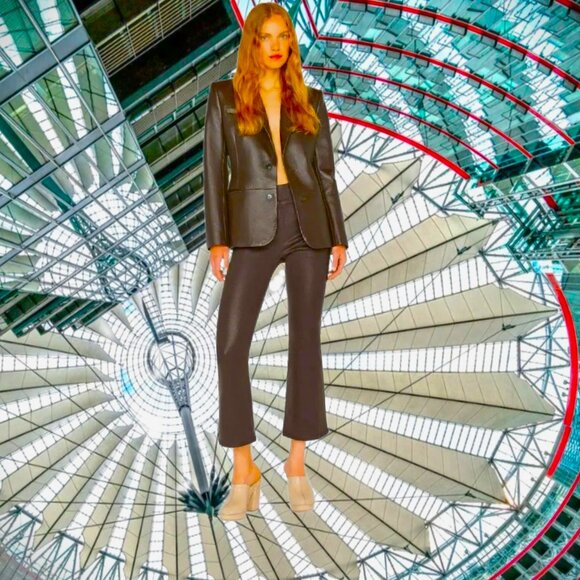 FRAME Le Crop Coated Jetset Espresso-Brown Women's Mini Bootcut Pants Jeans NEW - Picture 4 of 7